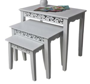 3x Tisch Beistelltisch antik weiß Landhaus Shabby-chic Nachttisch SET Konsole
