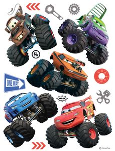 Disney Wandtattoo Cars Rot, Orange und Blau - 600134 - 65 x 85 cm