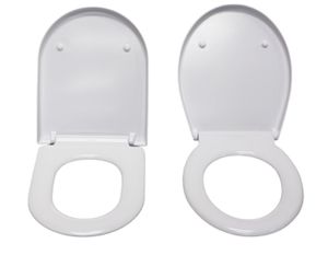 WC Sitz D-Form mit Quick-Release-Funktion und Softclose Absenkautomatik Klodeckel Klobrille Toiletten Deckel Absenkautomatik 2 Formen Weiß