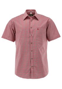 OS Trachten Herren Hemd Kurzarm Trachtenhemd mit Liegekragen Rhadi, Größe:39/40, Farbe:mittelrot