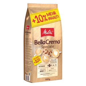 MELITTA Ganze Kaffeebohnen BellaCrema Speciale 1100g milder Geschmack Stärke 2