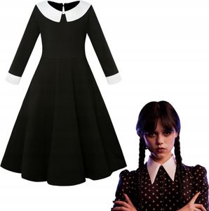 Korbi | Halloween kostým - Wednesday Addams - čierny - ideálny na karneval a Halloween - detská veľkosť 140