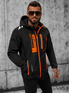 Ozonee Softshell-Jacke für Männer Mee schwarz-orange XL