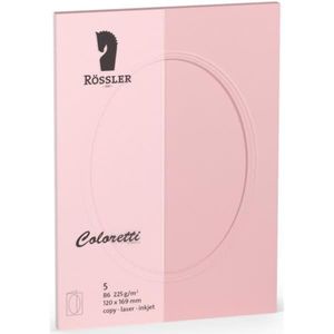 Rössler Papier - - Coloretti-5er Pack PP-Karte B6 oval, rosa - Liefermenge: 10 Stück