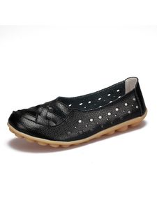 ausgehöhlte Ballerinas Damen Freizeit Bequem runde Zehen Mokassins rutschen auf Flache Schuhe, Farbe: Schwarz, EU 35