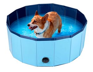 maxxpro Faltbarer Hundepool - Rutschfest - Vakuumventil - ⌀ 80 cm - Blau