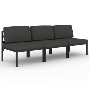 vidaXL Gartensofa 3-Sitzer mit Kissen Aluminium Anthrazit