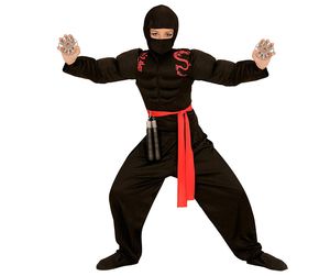 Ninja-Kostüm für Kinder schwarz-rot