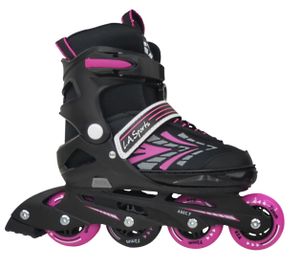 Inliner Skate Soft-Boot Kinder Jugend Damen Größenverstellung 5 Größen verstellbar Stripes Pink, Größe:37-41