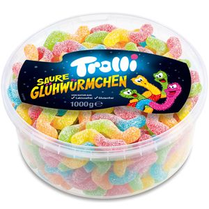 Trolli saure Glühwürmchen gezuckertes und saures Fruchtgummi 1000g