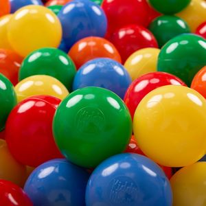 KiddyMoon 500 ∅ 6 cm Detské loptičky na hranie vo vani Detské plastové loptičky vyrobené v EÚ, žltá/zelená/modrá/červená/oranžová