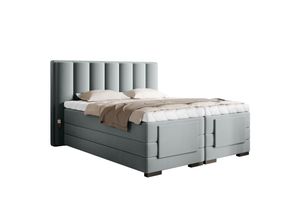 Veros Boxspringbett mit Motor 140 - 180 cm Boxbett Hellblau (Kunstleder)