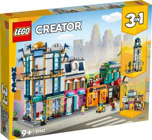 LEGO 31141 Creator 3-in-1 Hauptstraße zu Art-déco-Hochhaus oder Marktstraße Modellbau-Set, Konstruktionsspielzeug mit Hotel, Café, Wohnungen und Geschäften, Kreativer Modellbausatz