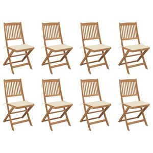 Design Möbel Klappbare Gartenstühle mit Kissen 8er Set Massivholz Akazie - 2024 Neu