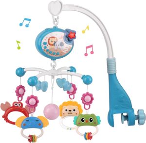 Kinderbett-Mobile für Babys,hängendes Projektions-Mobile mit Spieluhr, Timing-Funktion, Musik-Mobile für Babys, Geschenke für Neugeborene（Blau）