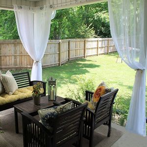 Transparent Gardinen, vorhänge mit ösen, Outdoor Garten vorhang Wasserabweisend, voile gardine, Farbe: Weiß, Größe: 132 x 213 cm