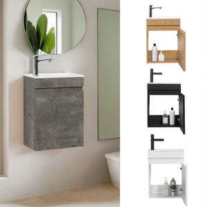 GOOM Badmöbel LUGIS 40 cm Waschbecken mit Unterschrank Gäste-WC Möbel Vormontiert Stone Ash