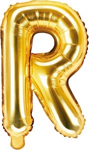 Balon foliowy złoty 35 cm litera R