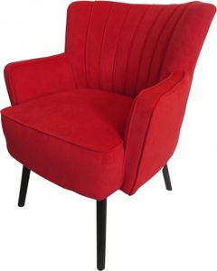 Casa Padrino Retro Salon Sessel Rot / Schwarz - Cocktailsessel 60er Jahre Stuhl
