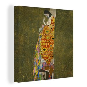OneMillionCanvasses® - Leinwandbilder -Bild auf Leinwand Wandbild Leinwandbild Hoffnung II - Gemälde von Gustav Klimt, 90x90 cm, Kunstdruck Wandkunst Wohnzimmer Schlafzimmer - Malereien - Wandschmucke