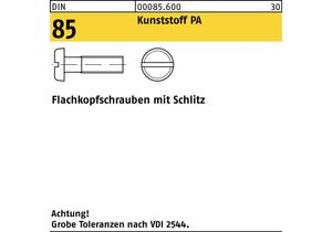 Flachkopfschraube DIN 85/ISO 1580 Schlitz M 6 x 25 Polyamid