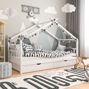 Vitalispa Domečková postel Design, 90x200 cm se 2 zásuvkami, Bílá