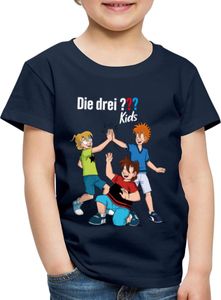 Spreadshirt Die Drei Fragezeichen Kids Detektive Spürnasen Team Kinder Premium T-Shirt, 134/140 (8 Jahre), Navy