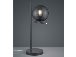 Design LED Nachttischlampe Anthrazit Kugel Schirm Rauchglas - fürs Schlafzimmer