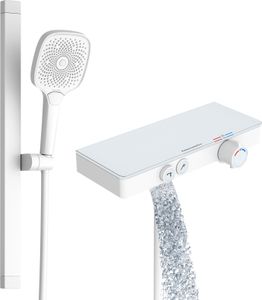 Bateria prysznicowa Rainsworth z termostatem i szklaną półką Biały, model podstawowy Bateria prysznicowa Rainsworth z termostatem i szklaną półką Biały, model podstawowy