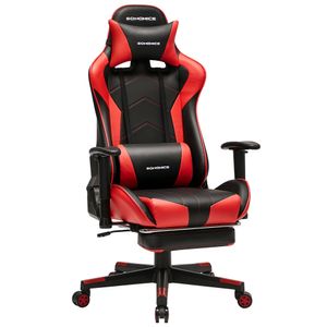 SONGMICS Gaming Stuhl Bürostuhl ergonomischer Schreibtischstuhl bis 150 kg belastbar schwarz-rot RCG016B01