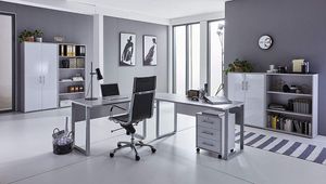 BMG Möbel Büromöbel-Set, Office Edition Set 1, grau/ weiß hochglanz