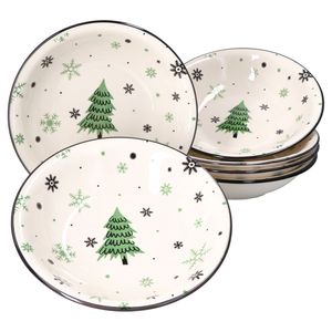 6er Set Weihnachtsbaum Suppenteller 450ml Pastateller Bowl Weihnachten Schale