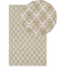 BELIANI Teppich Beige Jute und Wolle 50x80 cm Kurzflor Boho Stil rechteckig Wohnzimmer Arbeitszimmer Schlafzimmer Flur Diele