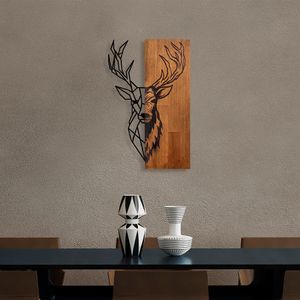 Wallity, Red Deer 1, Dekoratives Wandaccessoire aus Holz, Nussbaum, 36 x 58 cm