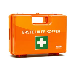 FLEXEO Erste-Hilfe-Koffer leer inkl. Wandhalterung, großer Verbandkasten orange, 1 Stück