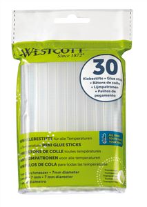 Westcott Mini Glue Sticks All Temperature, 7mm diameter, 30-pack