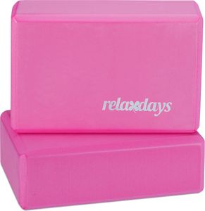 Relaxdays Unisex – Erwachsene Yogablock im 2er Set, Klötze Übungen, Hartschaum, rutschfest, Yoga-Würfel HBT 8x23x15 cm, pink f