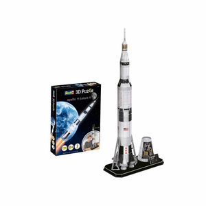 Revell 3D Puzzle Apollo 11 Saturn V, Raumfahrt-Rakete, 3D-Steckpuzzle, 136 Teile, 00250