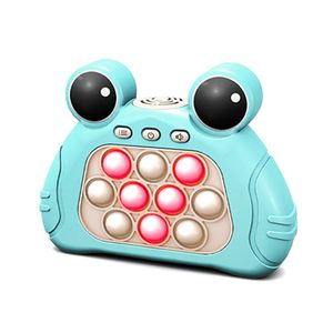 Push Pop Bubble Zappeln Spielzeug, Elektrisches Push Pop Bubble sensorisches Spielzeug mit LED Licht, Neuheit Interaktive Stress abbauen Gopher-Spiel Spielzeug für Erwachsene Kinder Blauer Frosch