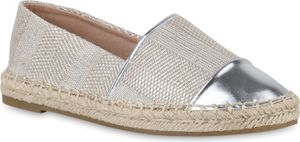 VAN HILL Damen Espadrilles Slippers Bast Sommer Freizeit Schlupf-Schuhe 841187, Farbe: Silber, Größe: 36 VAN HILL Damen Espadrilles Slippers Bast Sommer Freizeit Schlupf-Schuhe 841187, Farbe: Silber, Größe: 36