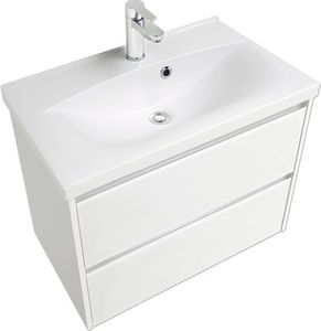 Waschtischunterschrank 3261 weiß matt mit Glasfront BxHxT 75 x 52,9 x 42 cm