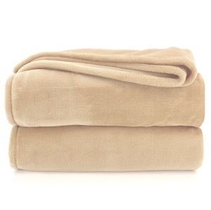 heimtexland ® Kuscheldecke SUPER SOFT Flanell Wohndecke XL Sofadecke Überwurf Uni Typ380 Sand 200 x 150 cm