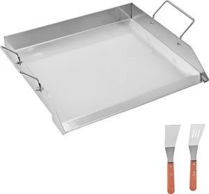 SucceBuy Płaska płyta grillowa ze stali nierdzewnej do grilla, naczynia kuchenne 448x370 mm