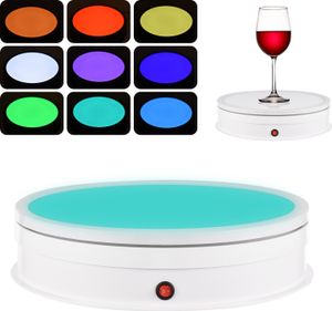 30 cm/11,8 Zoll motorisierter drehbarer Displaystaender mit RGB-Licht-Displaybasis 360¡ã drehbarer elektrischer Fotografie-Drehteller fuer Produktdisplays Live-Videoshows 60 kg Tragkraft Geraeuscharm mit Fernbedienung