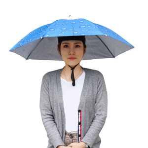 Sonnenschirm Hut Damen Herren Regenschirm Kappe Kopfbedeckung Outdoor Anglerhut (Blau)