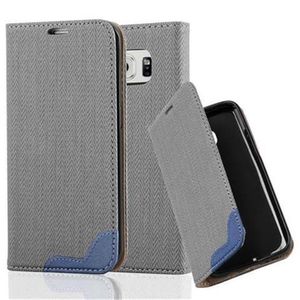 Cadorabo Hülle für Samsung Galaxy S6 EDGE Schutzhülle in Grau Cover Handyhülle Tasche Case Etui Standfunktion