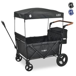 FableKids Bollerwagen LEO X4Plus mit Dach faltbarer Transportwagen Onyx Schwarz