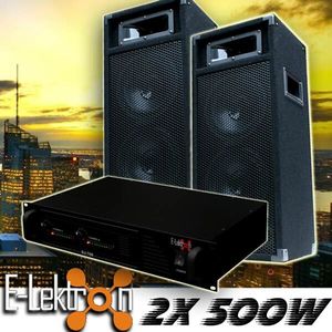 E-Lektron stereo DJ Party Anlage DJ-700 Endstufe & PW220 Lautsprecher