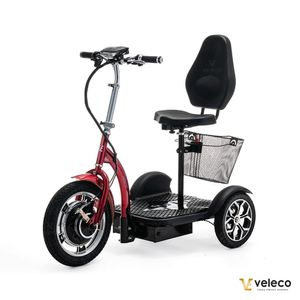 Veleco ZT16 - Elektromobil - 750W - 12km/h - Abnehmbarer Einkaufskorb - Klappbare Lenksäule - Mobilitätsroller (Rot)