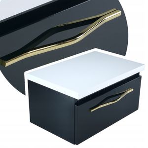 paplinskimoebel Badezimmerschrank Merida schwarz Hochglanz 60 x 40 x 31 cm, mit Schublade, für Wandmontage, auch als Unterschrank für Aufsatzwaschbecken geeignet (schwarz + Weiss)